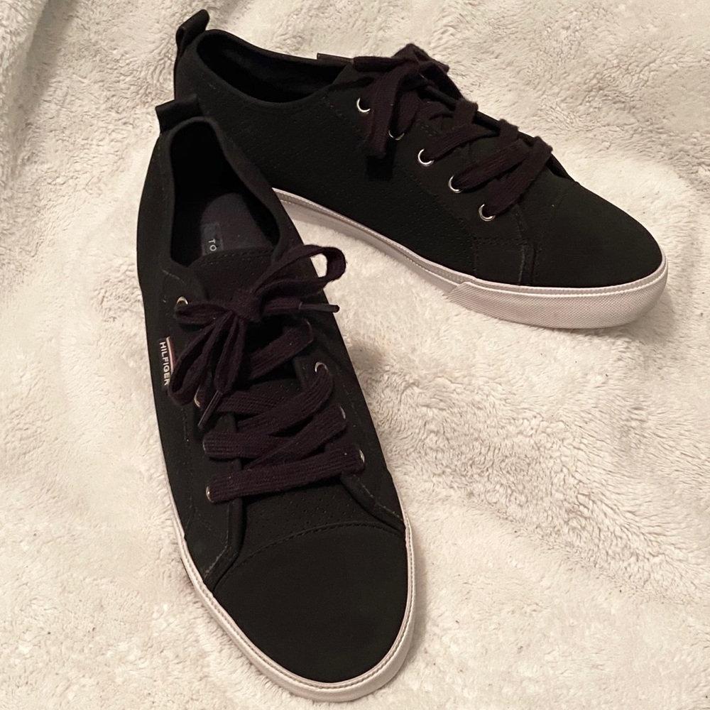 Tommy Hilfiger Black White Sneakers Shoes Size 10 - Picture 4 of 8